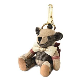 可爱背包格子风衣熊羊毛绒小熊公仔女包挂件配饰TB家裸熊车钥匙扣
