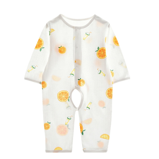 夏季婴儿连体衣薄款纯棉长袖空调服新生儿睡衣宝宝开裆衣服夏装