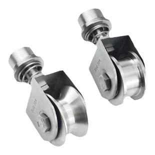 304不锈钢万向定滑轮弹簧万向轮轨道轮旋转门较滑轮配件