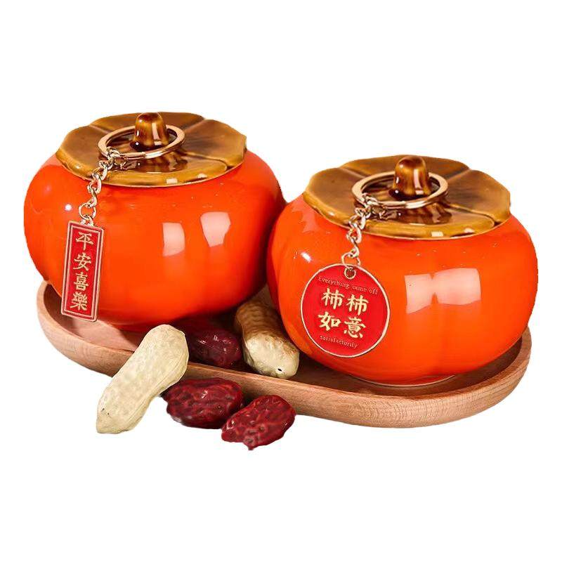 乔迁之喜装饰事事柿柿如意柿子摆装饰摆件