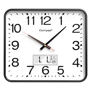 康巴丝方形挂钟客厅简约时尚家用时钟北欧挂表现代创意挂墙石英钟