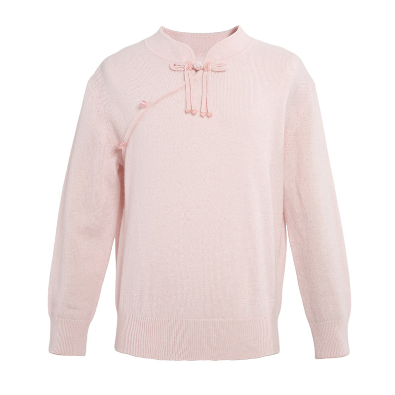 EP雅莹童装冬女童新款新中式国风盘口针织毛衣套头