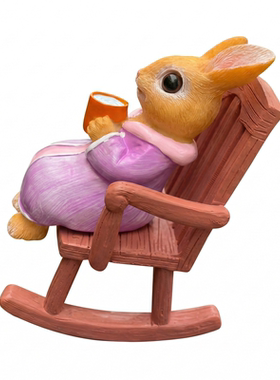 打工人工位治愈摇动咖啡兔摆件