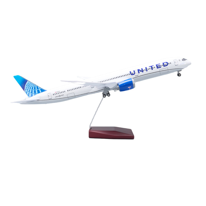 带灯47cm美联航波音787-10仿真飞机模型摆件收藏礼物客机航空UA