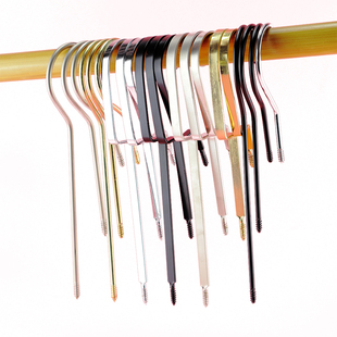 服装店塑料木衣架挂钩子加长铁钩专用挂衣钩金黑色电镀圆扁勾配件