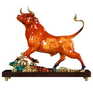 牛气冲天高端牛摆件铜办公室书架装饰金牛工艺品扭转乾坤开业牛市