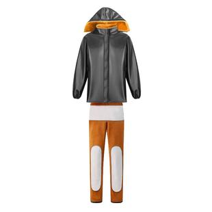 皮衣皮裤男工作服套装外卖摩托机车加绒加厚防风防水保暖棉衣外套