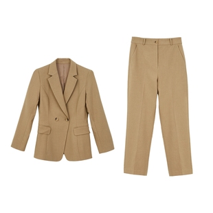 Lavinia 时尚通勤气质西装套装春秋新款女装简约驼色西服西裤