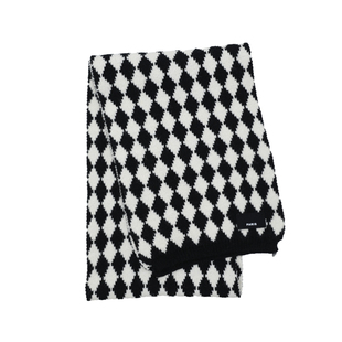 黑格子围巾女2025冬季新款大牌高级感韩版针织保暖学生仿羊绒围脖
