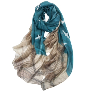 【瑞鹤图】高端中国风斜纹真丝丝巾100%桑蚕丝围巾长款披肩春夏女