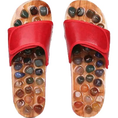 指压鹅卵石足底穴位防滑按摩拖鞋