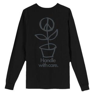 潮物Woo Stussy Peace LS Tee 和平之花标语印花长袖情侣T恤男女