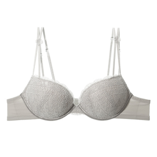 梧桐本色文胸性感蕾丝小胸中厚有钢圈聚拢双排扣内衣青恢 WN23239