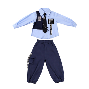 疯狂动物城男童cos兔子警官套装女童朱迪连衣裙儿童啦啦队演出服