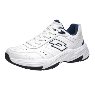 LOTTO乐途男白色皮面运动鞋2025秋冬季新款防水厚底加绒休闲鞋子