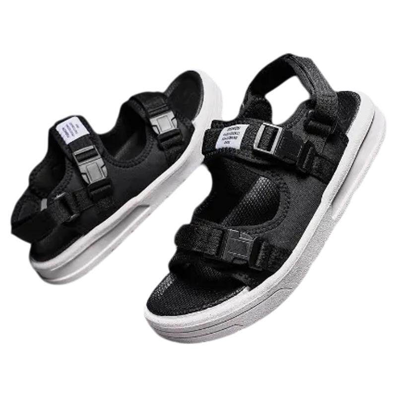 时尚休闲露趾透气沙滩魔术贴男式拖凉沙滩鞋