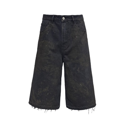 JCAESARJHORTS黑泥染七分裤