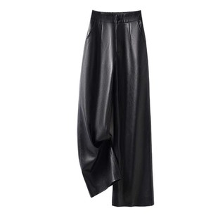 海宁真皮皮裤女九分裤2025秋冬新款绵羊皮修身高腰显瘦直筒休闲裤