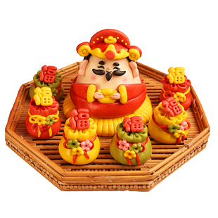 财神元宝花样馒头山东特产花馍馍胶东花饽饽上供马年货面点礼盒