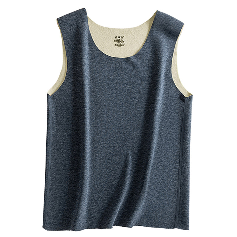 雅鹿羊毛蚕丝保暖背心加绒无痕打底衫男士发热保温厚马甲秋冬无袖