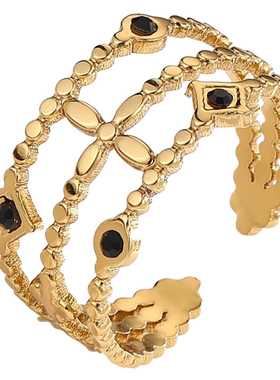 轻奢百搭欧美爆款开口钛钢戒指女