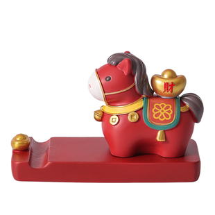 2026马年吉祥物小马手机支架办公桌面装饰品马上有钱新年伴手礼物