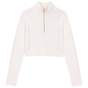 季末7折Maje秀场同款2025秋冬款女装法式时尚白色圆领针织上衣