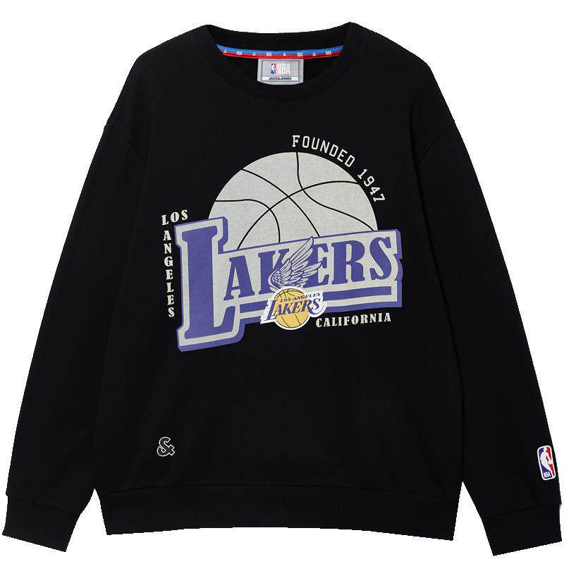 【纯棉】杰克琼斯NBA联名湖人队秋季男装卫衣圆领宽松长袖潮上衣