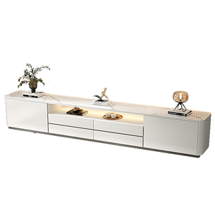 岩板电视柜客厅家用2026新款实木高柜小户型落地电视机柜茶几组合