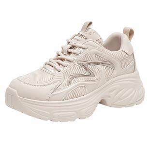 天美意闪电鞋复古厚底增高老爹鞋加绒运动鞋女小白休闲鞋2025新款