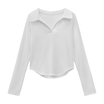 大码polo领长袖T恤纯棉打底衫