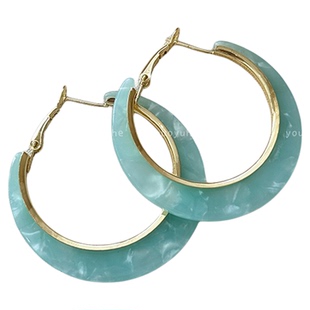 薄荷绿C型圈圈耳圈女轻奢高级感时尚耳扣2025新款个性夸张耳饰品