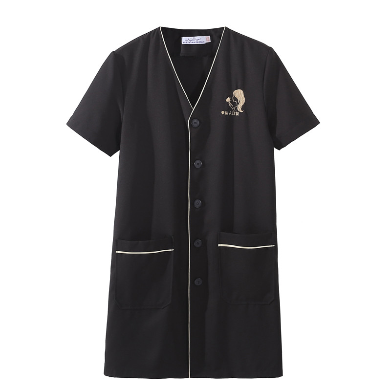 皮肤管理工作服女韩式白大褂粉短袖薄款医美美容院美容师专用高端