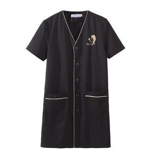 皮肤管理工作服女韩式白大褂粉短袖薄款医美美容院美容师专用高端