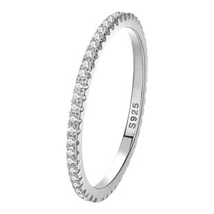 洗手不用摘 925纯银戒指女精致极简素圈轻奢高级感满钻排钻细指环