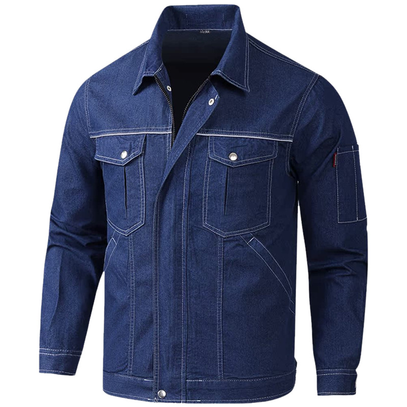 夏季纯棉牛仔工作服套装耐磨透气