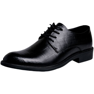 冬季真皮商务皮鞋男韩版软底内增高青年潮流加绒英伦尖头正装男鞋