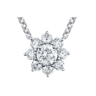 爆闪太阳花!定制D色八心八箭切工仿真钻sunflower锦簇925银项链