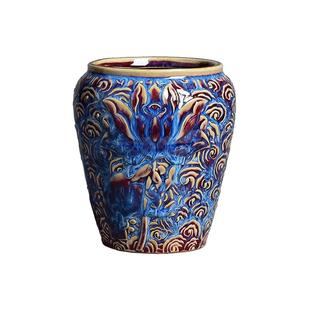 钧窑陶瓷花盆兰花专用四方高款家用绿植吊兰盆创意高档古典中式盆