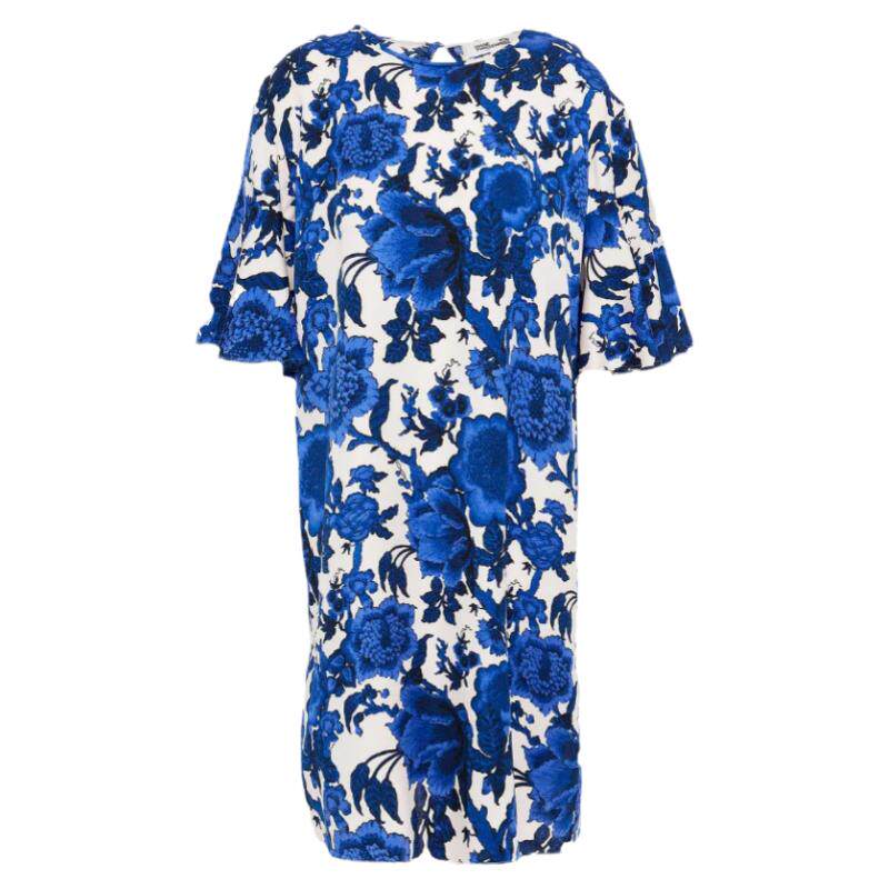 思思美代 dvf 春夏新品 青花瓷背心 清凉喇叭袖连衣裙 Arlene