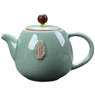 哥窑禅茶功夫茶壶可养开片陶瓷泡茶器大容量家用茶具单品纯色中式