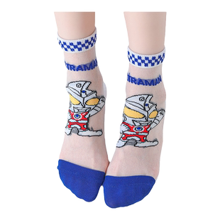 奥特曼儿童袜子夏季薄款冰丝袜春夏男童女童网眼透气夏款透明水晶