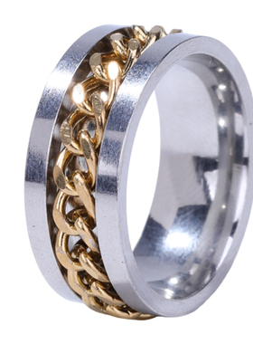 香香情侣不锈钢潮感旋转戒指