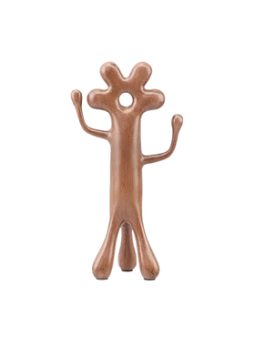 抽象树脂仿木纹木人花艺术摆件