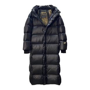 2024新款爆白鹅绒男女平湖防风黑金羽绒服超加长过膝加厚过膝情侣