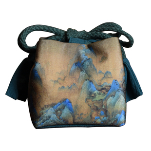 古画千里江山茶杯收纳布袋主人杯包装袋旅行茶具手提包文玩首饰袋