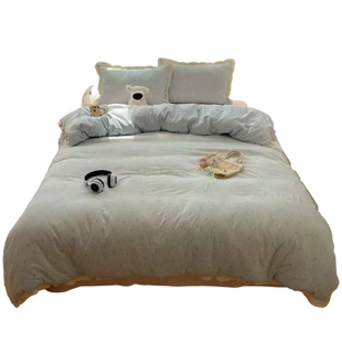 床上四件套2025新款非纯棉全棉四季款1米5床单被套宿舍花边三件套