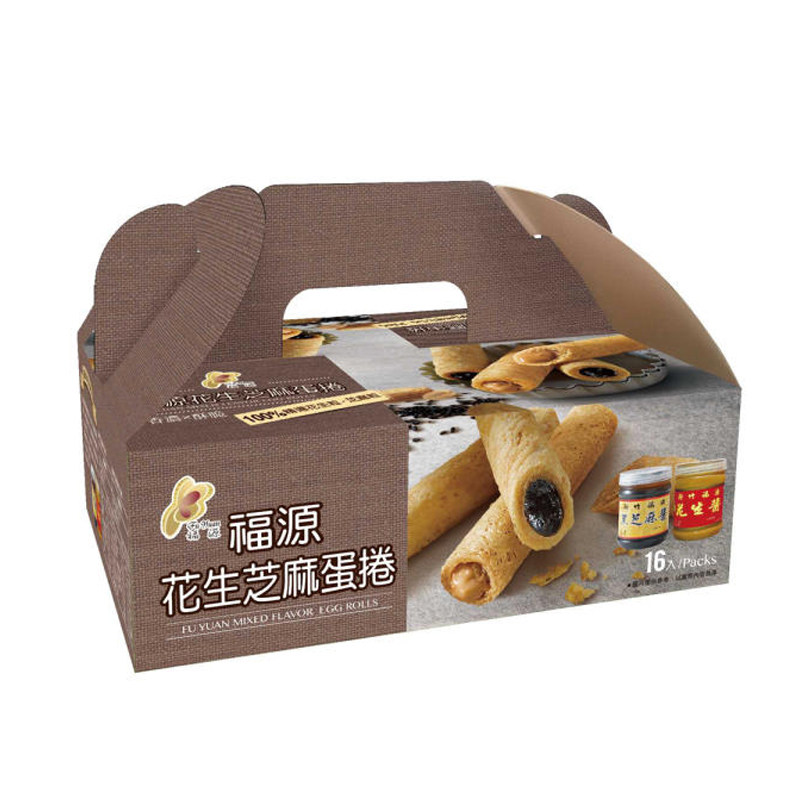 张子萱推荐台湾新竹福源花生酱芝麻综合蛋卷16入盒装手工夹心蛋卷