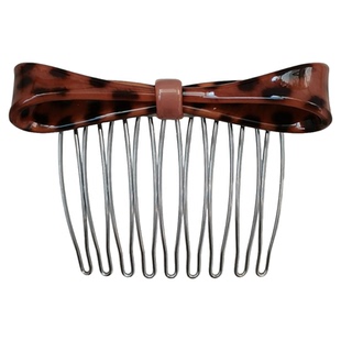 韩国进口AZNAVOUR AZ发饰9齿纤细蝴蝶结豹纹倒插梳发梳