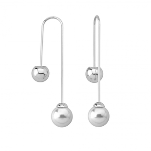 西班牙设计师波西米亚金属球8mm极光澳白色珍珠耳钉耳环 闺蜜礼物